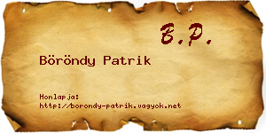 Böröndy Patrik névjegykártya