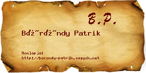 Böröndy Patrik névjegykártya