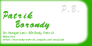 patrik borondy business card